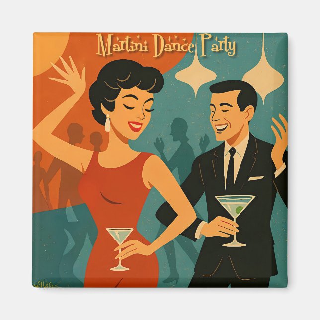 Aimant Mid Century Martini Dance Party (Devant)