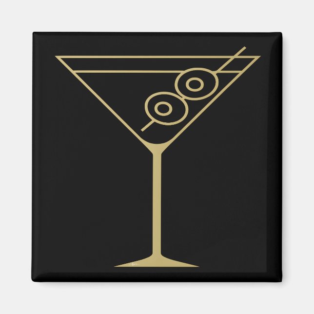 Aimant Mid Century Modern Gold 2 Olive Martini (Devant)