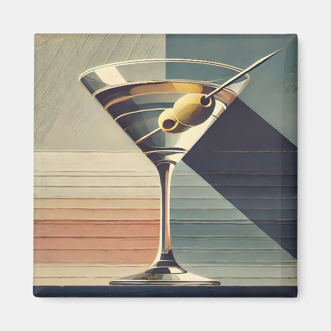 Aimant Mid Century Moderne 2 Olive Martini Cocktail Heure (Devant)