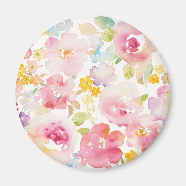 Aimant Midsummer | Watercolor Pink Floral (Devant)