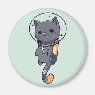 Aimant Mignon Chat Noir Astronaute Kawaii