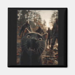 Aimant Mignon Chat Noir en Selfie Avec Zombies Félin Anim