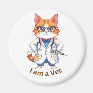 Aimant Mignon Chat Vétérinaire "Je Suis un Vétérinaire" D