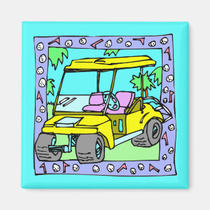 Aimant mignon d'art de chariot de golf