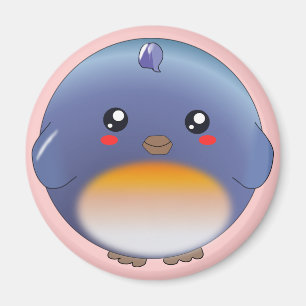 Aimant mignon d'oiseau bleu de kawaii