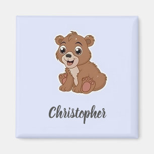 Aimant Mignon ours brun bleu