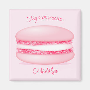 Aimant mignon rose mon nom de filles macaron