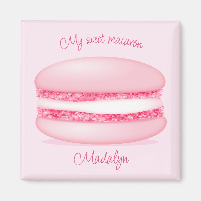 Aimant mignon rose mon nom de filles macaron (Devant)