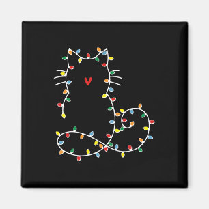 Aimant Mignonne Chat Feux de Noël Joyeux Cadeau Catmas Po