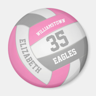 Aimant mignonne équipe de volley-ball gris rose nom fille