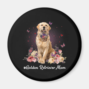 Aimant Mignonne Golden Retriever Maman Flower Bonne mère