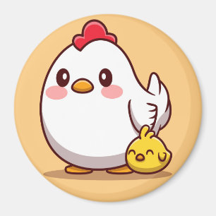 Aimant Mignonne Hen Avec Un Bébé