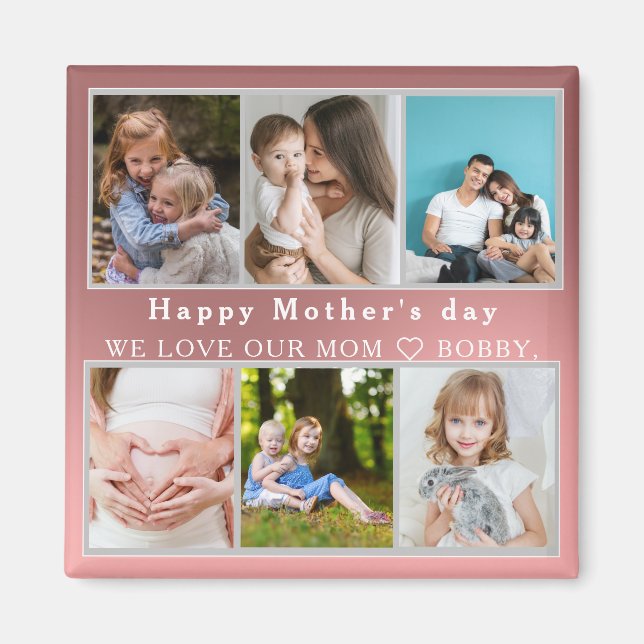 Aimant Mignonne I LOVE YOU MOM Happy Mother Day Photo Col (Devant)