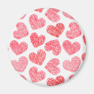 Aimant Mignonne Rouge Doodled Heart Valentine's Day Motif