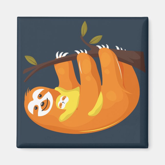 Aimant Mignonne Sloth avec bébé (Devant)