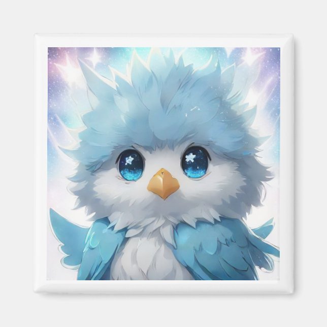 Aimant *~* Mignonne Whimsical Kawii Blue Bird AP54 Art (Devant)