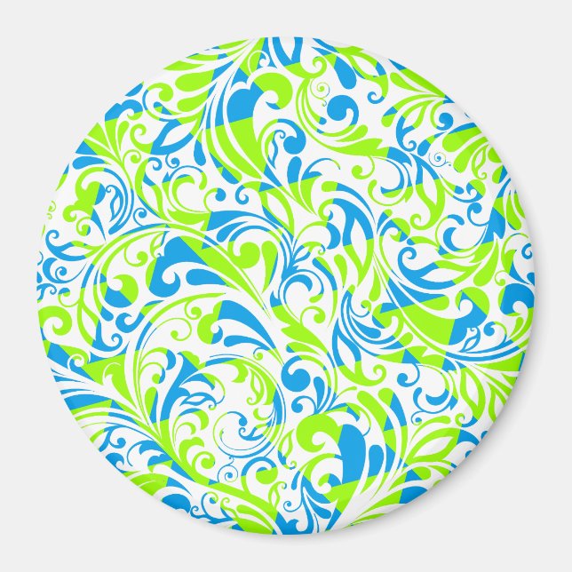 Aimant Mignons bleu vert mélangé motifs floraux (Devant)
