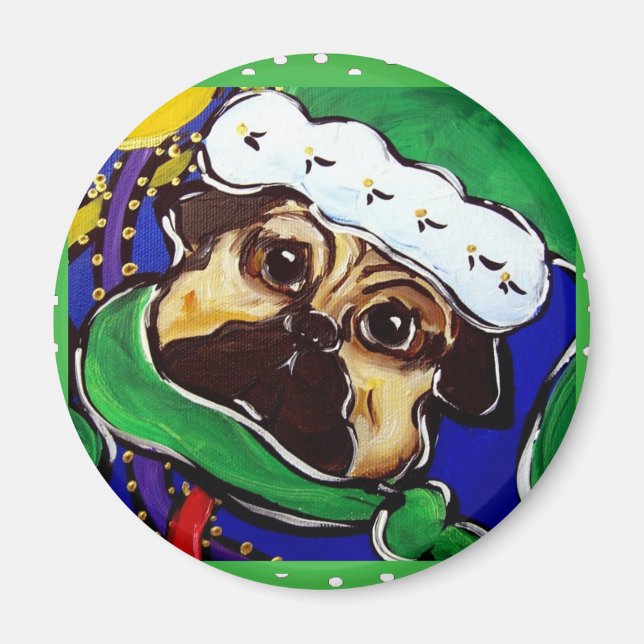 Aimant Mignons Pug de Noël (Devant)