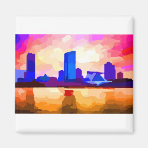 Aimant Milwaukee Wisconsin Skyline au coucher du soleil