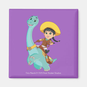 Aimant Min & Clover   Joyeux Cowgirl & Brontosaurus Ride