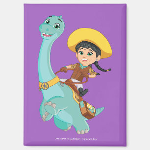 Aimant Min & Clover   Joyeux Cowgirl & Brontosaurus Ride