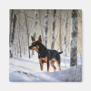 Aimant Mince Pinscher Laisser Neige Noël