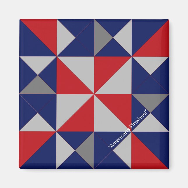 Aimant Mini-Grange Quilt Americana Pinwheel (Devant)
