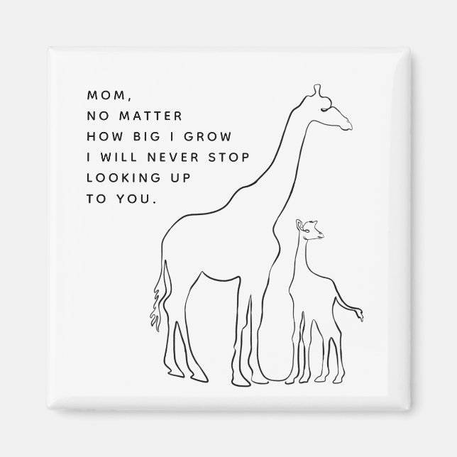 Aimant Mini maman Baby Giraffe Line Art Fête des Mères (Devant)
