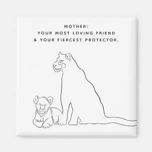 Aimant Mini maman et bébé Lion Line Art Mothers Day