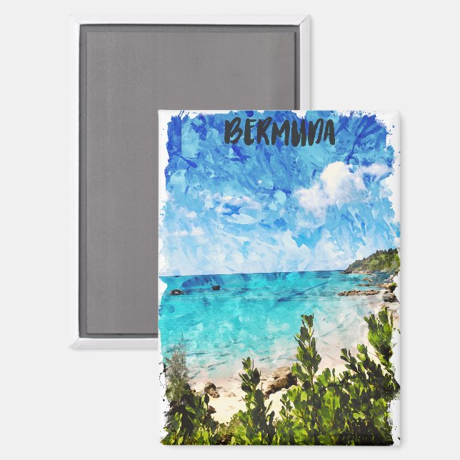 Aimant Minimal Bermudes Caribbean Island Vibe tropicale (Recto/Verso)