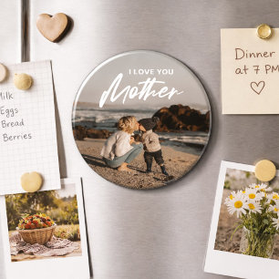 Aimant Minimal Je t'aime photo mère remplacer son cadeau