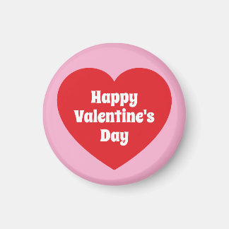Aimant Minimalist Happy Valentine's Day Red Heart Pink