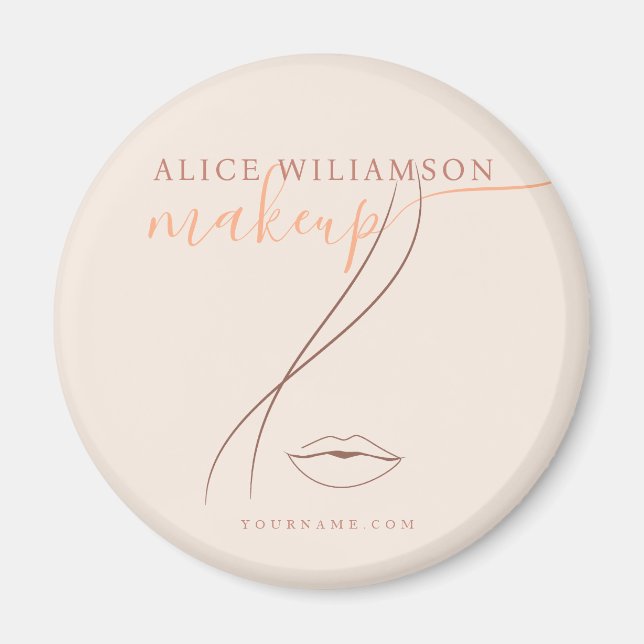 Aimant Minimalist Light Peach Makeup Artist Line Art Chic (Devant)
