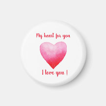 Minimaliste Je t'aime cœur aquarelle rouge    