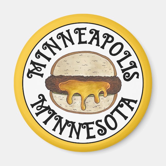 Aimant Minneapolis Minnesota MN Juicy Lucy Cheese Burger (Devant)