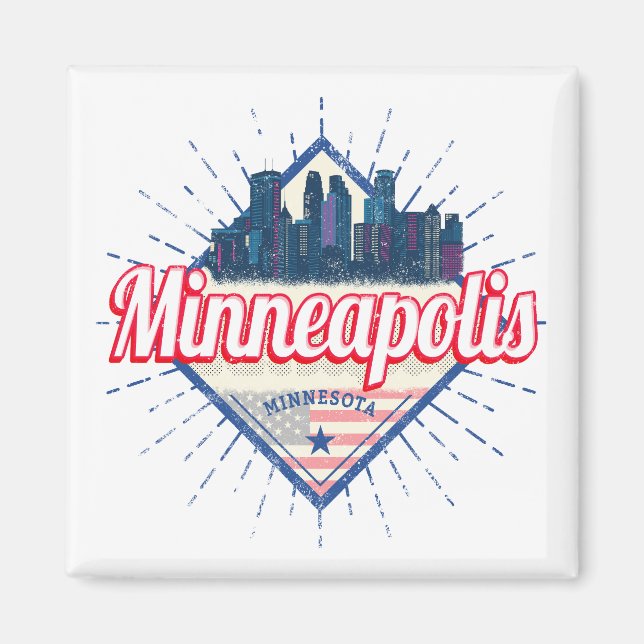 Aimant Minneapolis Minnesota USA Skyline États-Unis (Devant)