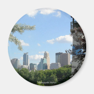 Aimant Minneapolis Skyline avec Boom Island Lighthouse