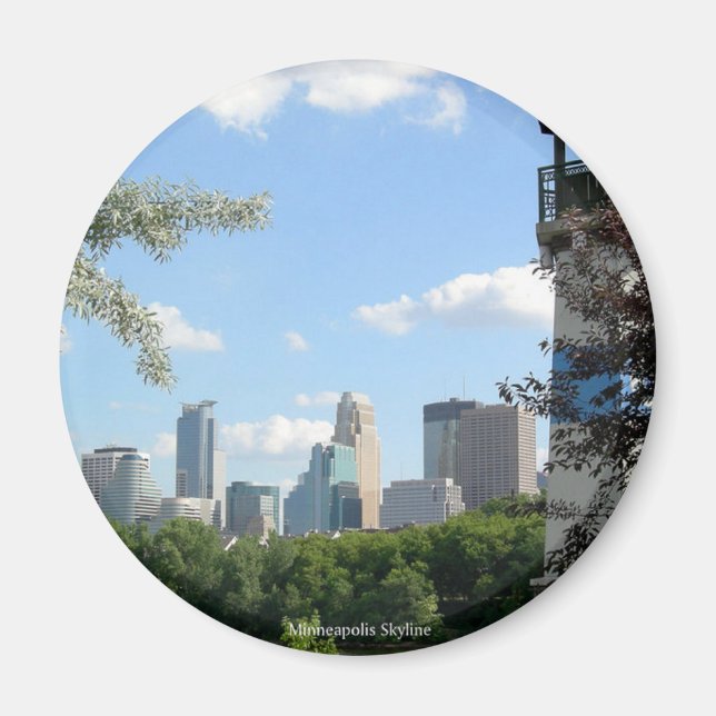 Aimant Minneapolis Skyline avec Boom Island Lighthouse (Devant)