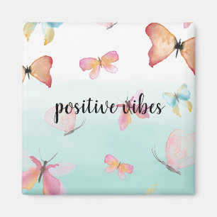 Aimant Mint Ombre Papillons rose Aquarelle
