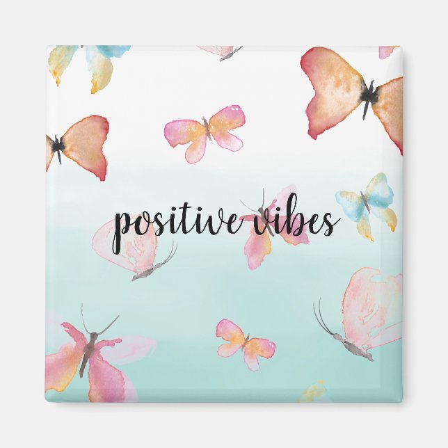Aimant Mint Ombre Papillons rose Aquarelle (Devant)