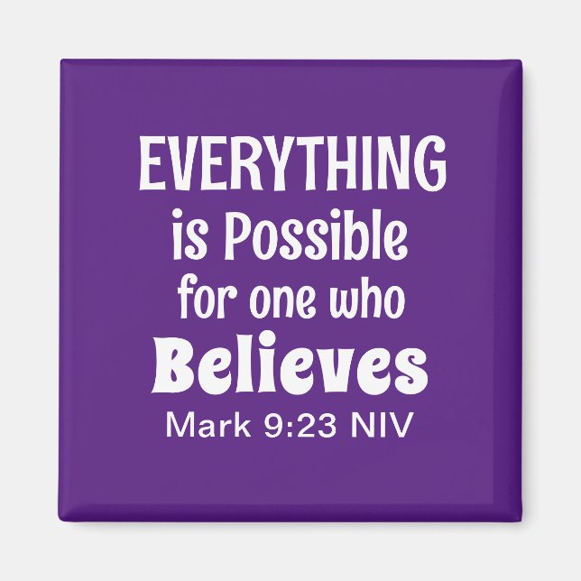 Aimant Miracle Bible Verse Christian Faith Purple (Devant)