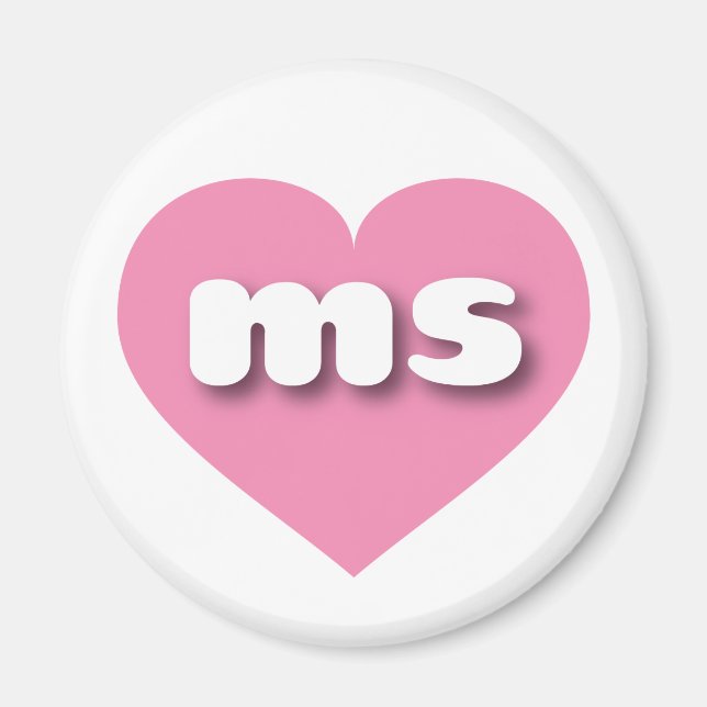 Aimant Mississippi coeur rose - I love ms (Devant)