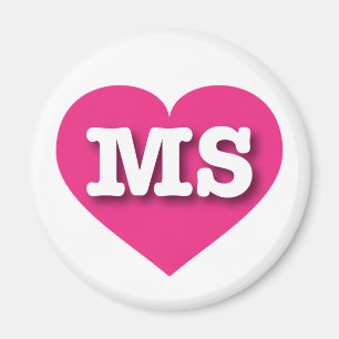 Aimant Mississippi Hot Pink Heart - J'aime MS