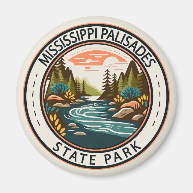 Aimant Mississippi Palisades State Park Badge Illinois (Devant)