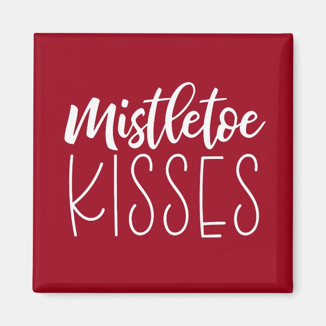 Aimant Mistletoe Kisses Typographie Rouge Noël (Devant)