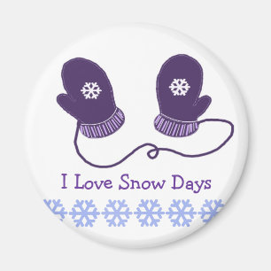 Aimant Mittens violettes avec neige disant