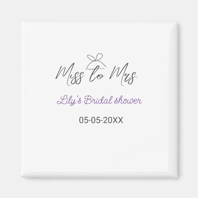 Aimant Mlle à Mme douche nuptiale ajouter nom date année  (Devant)