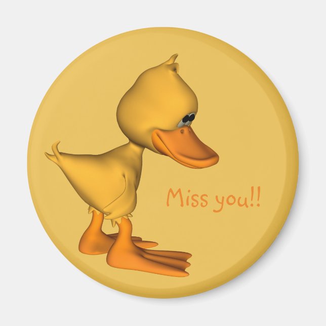 Aimant Mlle vous triste petit dessin animé jaune Canard (Devant)