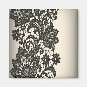 Aimant Mode beige de Paris de dentelle noire vintage