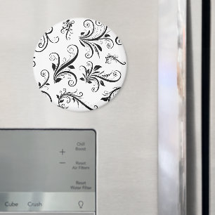 Aimant Modèle Damask, Damask français, noir et blanc